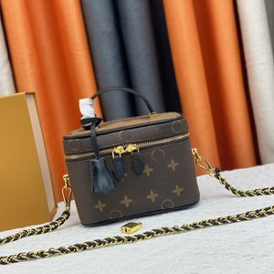 Дизайнерская сумка женская винтажная печатная сумка кожаная сумка на плечо для сумки для кошелька сумки для модной цепной сети мини -портативная косметика #44992