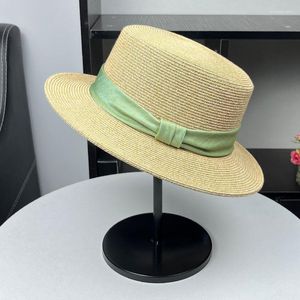 Berets 202305-2509326 British Summer Japan Literary Artistic Elegance Natural Grass Ribbon Lady Fedoras Cap Men Women Leisure Hat