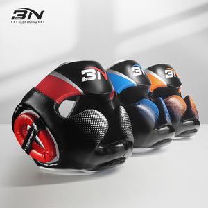 Equipamento de proteção adulto criança capacete de boxe super absorção de choque protetor de cabeça Taekwondo Muay Sanda Equipamento de treinamento de luta Capacete totalmente coberto 230621