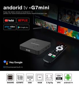 ATV TV Box G7 mini S905W2 Quad Core Android 11 Smart TV Box BT Telecomando 5G Wifi BT 5.0 USB3.0 Streaming set top box tvbox