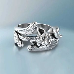 Band Rings Cute Fortune Cat Animal Rings Couple Jewelry Adjustable Finger Rings For Men Lover Women Lady Girl Boy Male Valentine's Day Gift x0625