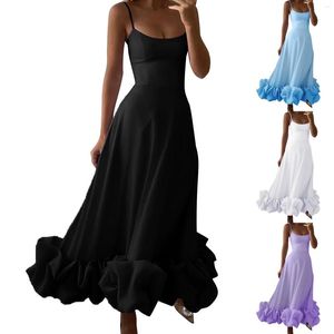 Casual Dresses Fashion Suspender Large Swing Party Dress For Women Summer Three Satin Wedding Guest Long