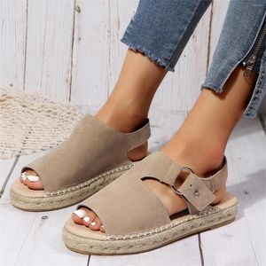 Vintage 239 Sandals Women Summer Comfort Casual Buckle Flat Female Beach Wedge Shoes Linen Fish Mouth Platform Roman 2024