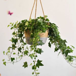 Planters krukor trädgårdsblomkruka hängande planter växt förvaring korg jute rep vävt inomhus utomhus blomma potten hållare växthängare heminredning