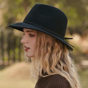 Beanies Black Fedora Hat Wide Brim Felt One Size Fits All Mens And Womens