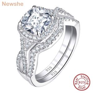 Solitaire Ring she Halo Cushion Cut AAAAA CZ Infinity Engagement Ring Bridal Set Solid 925 Sterling Silver Wedding Rings For Women BR1172 230626