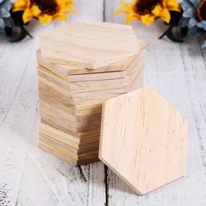 Decorative Flowers Wreaths 10pcs 1cm thick Wooden Slices Hexagonal Blank Pieces Discs Wood Ornaments For Painting Architecture Model Home Decoration 230625