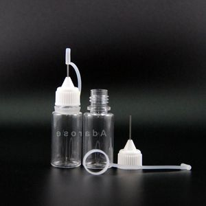 100 st 10 ml PET DROPPER BAKKA METAL NEEL NEELD SPIT CAP Hög transparent droppflaskor Squeezable Vapor Aboratory TTPSM