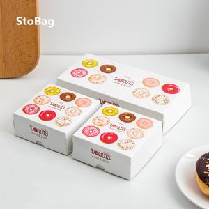 Hediye Sargısı Stobag 20pcs Donut Kağıt Kutusu Pişirme Ambalaj Kutuları Bebek Duş Noel Doğum Günü Partisi Düğün Malzemeleri Favors 230625