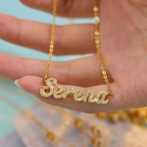 Anhänger-Halsketten, vergoldet, individuelle S925-Silber-Namenskette für Frauen, personalisieren Sie mit Namen versehene Freunde, Geschenke, Party-Schmuck 230626