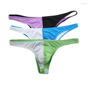 Majaki 3PCS Męskie bieliznę Patchwork Bikini Bikini oddychający kolor kontrastowy Jockstrap Briefs Thong T-Back Nylon