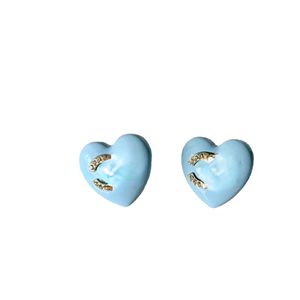 Classic Earrings Spring/Summer Heart Love Heart Candy-Colored Earrings Mid-Ancient Diamond-Embedded All-Match Earrings