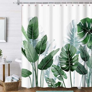 Shower Curtains Nordic Style Tropical Plants Shower Curtains Waterproof Anti-mold Bathroom Curtain with Hooks Bathroom Home Decor Bath ScreenHKD230626