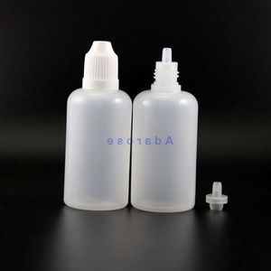 50 ML 100 Pz / lotto Flaconi contagocce in plastica LDPE di alta qualità con tappi e punte a prova di bambino Flacone comprimibile a vapore capezzolo corto Hexoo