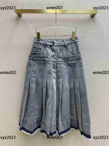 Skirts designer dress for women Summer Pleated skirt Sexy Size S-L Gradient color Denim long New Arrivals April03 TC73