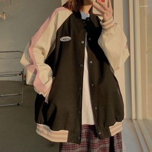 Jaquetas femininas 2023SS Uniforme coreano de beisebol masculino Na moda emendas Jaqueta oversized plus size Light Up Streetwear Cool Bomber