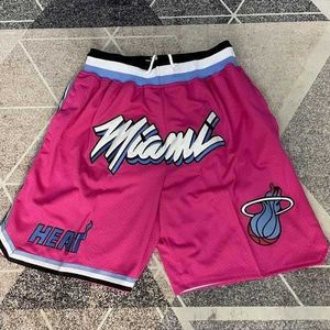 Pantaloni da uomo High Street ricamati Miami Heat Pantaloncini da basket da calcio Justdon Wade Same Five Point Loose 3gvz