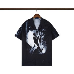 Camisa casual masculina de grife de alta qualidade Burbereys Camisas De Hombre Fashion estampada geométrica de manga curta lapela empresarial versátil M-3XL033
