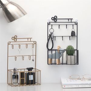 Hooks Rails Mounted Key Holder Hanging Pocket Letter Mail Storage Basket Organizer Home Kitchen Entryway Housekeeper on Wall Decoration 230625