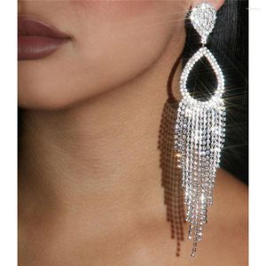 Dangle Earrings Shiny Bling Rhinestone Chain For Women Fashion Jewelry Lady's Evening Dress Statement Earring Accessories