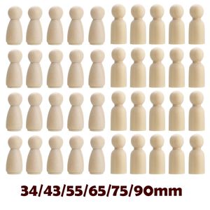 Decorative Flowers Wreaths Wholesale 50Pc 75Mm90Mm Wood Crafts Girls and Boys 35mm Diy Handmade Blank Home Decoration Peg Dolls Wooden Craft for Baby Room 230625