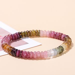 Natursten 5-7 mm färgglada turmalinarmband ädelsten abacus pärlarmband vänskap armband för kvinnor