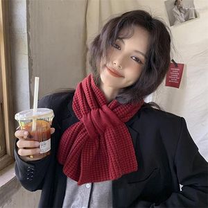 Scarves 2023 Winter Warm Knitted Scarf For Women Fashion Solid Skinny Foualrd Neck Tie Female Small Long Neckerchief Echarpe