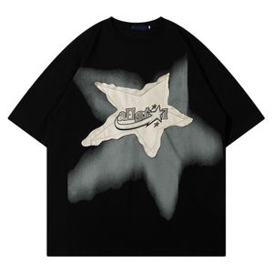 Herr t-shirts Summer Men's T-shirts Vintage Patch Star Loose Short Sleeve Graphic Unisex Tops Casual Fashion Male Tees Shirts 230625