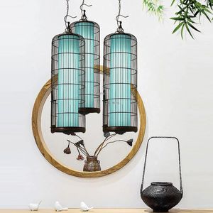 Lustres de estilo chinês lustre moderno lustre de LED gaiola pingente de luz luminárias suspensas sala de estar utensílios de cozinha