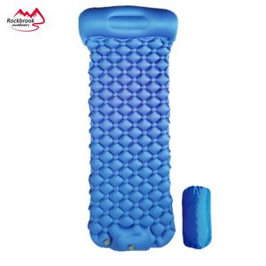 Mat Rockbrook Camping Travel Självblåsande Portable Folding Blow Up Sleeping Mat Pad Bed uppblåsbar luftmadrass med inbyggd pump