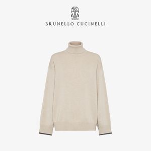 Womens Sweaters Brunello Casual Turtle Neck Cashmere Cucinelli Long Sleeve Pullover Beige Sweater