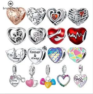 925 Silber für Pandora Charms Schmuck Perlen Armband Liebe Herzform Charm Set Anhänger