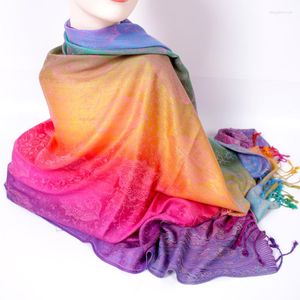 Halsdukar Pashmina Silk Scarf Shawl Wrap Paisley Jacquard Classic Tassels For Women Colorful Stole Head