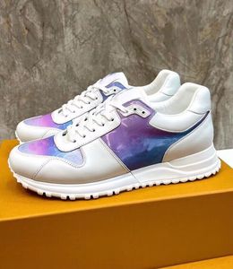 Topp lyxiga män springer bort sneakers skor mesh reflektion läder 3D-tränare snörning tpu gummisol sula löpare sportparty klänning casual promenad eu38-46 med låda