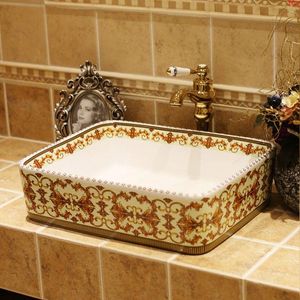 Europe Vintage Style Art wash basin Ceramic vessel Lavabo Counter Top Wash Basin Bathroom Sinks ceramics bathroom basingood qty Tvtqf