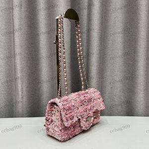 Дизайнерская женская сумка через плечо Super Glitter Flip Cf Сумка для подмышек Matelasse Chain Tote Сумка через плечо Сумки принцессы Роскошный футляр для макияжа Классический розовый кошелек для монет 21x13x7cm