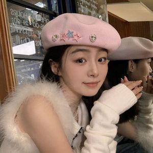 Sweetheart Girl Star Berretti 2023 Design Sense Berretto da pittore con strass Summer Fashion Shade Versatile Beret Hats for Woman