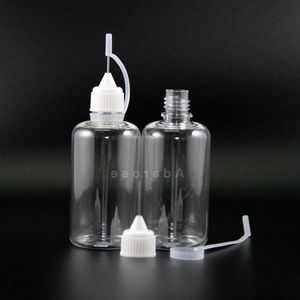 50 ml 100st Pet Droper Bottle Metal Needle Tip Needle Cap High Transparenta Droper flaskor Squeeze ånga E CIG VPRAN