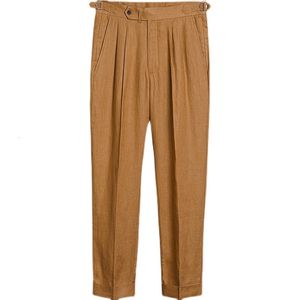 Pantaloni da uomo Pantaloni Lino Marrone Bianco Elegante Abito da uomo Estate Streetwear Smart Casual 230625