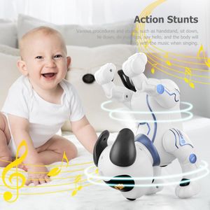 Electric/RC Animals Electronic Dancing Singing Talking RC Robotic Puppy Remote Control Dog Stunt Toy 230625