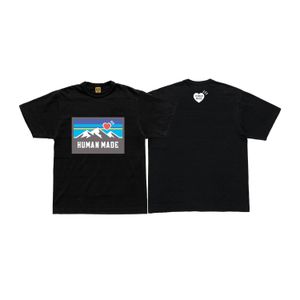 日本ブランドの人間メイドメンズTシャツスノーマウンテンプリントコットン半袖カジュアルルーズルーズTシャツ男性の女性