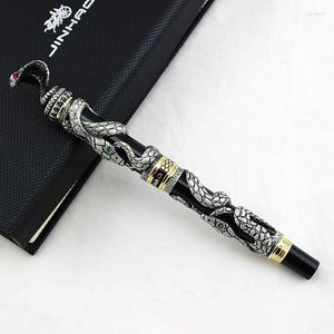 Jinhao Yılan Vintage Rollerball Kalem Gri Kobra 3D Desen Doku Doku Rölyef Heykel Teknolojisi Noble Koleksiyon Hediyesi