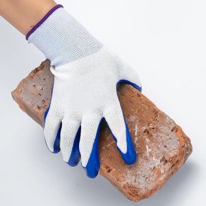 Luvas masculinas para proteção do trabalho no local de trabalho resistente ao desgaste antiderrapante luvas de linha branca de borracha à prova d'água atacado