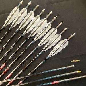Bow Arrow 12pcs Linkboy Archery Pure Carbon Arrows Shaft ID6.2MM Spine 250-800 Carbon Arrows Bow Hunting AccessoriesHKD230626
