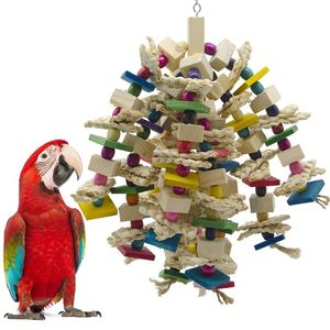 Other Bird Supplies Parrot Chewing Toy Blocks Knots Tearing Cage Bite For African Grey Macaws Training 230626