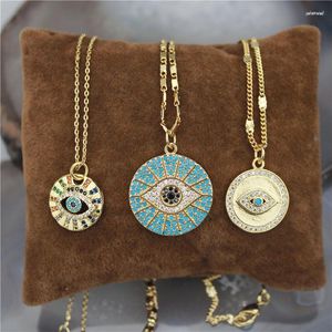 Pendant Necklaces 16inch 10pcs/lot Design Colorful Cz Necklace Eye Shape Cubic Zircon Component Plated Rosary Chain Wholesale