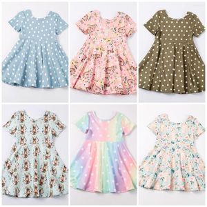 Girl Dresses Exclusive Girlymax Easter Baby Girls Kids Clothing Milk Silk Print Gingham Lawn Twirl Dress Knee Length Short Sleeve