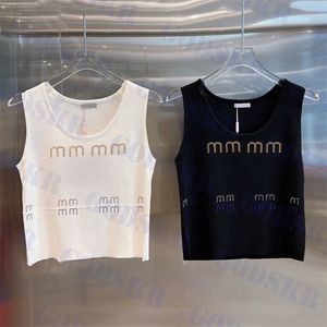 Designer Tanks Womens T Shirt Lettera Diamond Camisoles Summer Knitted Tops Abbigliamento Due colori