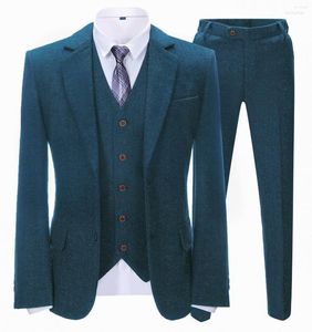 Men's Suits Men's Men's Regular Fit Three-Pieces Tweed Wool Colorful Herringbone Tuxedos Prom Jacket Vest Pants Blazer Wedding