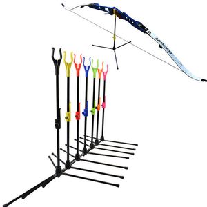 Bow Arrow 1pack bågskytte Bow Stand Recurve Bow Holder avtagbar stander Montering Hanger för bågskytte Hunting Shooting Outdoor Sports 7ColorShkd230626